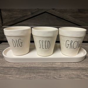 Rae Dunn DIG SEED GROW Trio Planter 🇺🇸